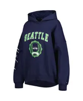 Women's Tommy Hilfiger College Navy Seattle Seahawks Becca Drop Shoulder Pullover Hoodie