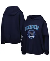 Women's Tommy Hilfiger Navy Tennessee Titans Becca Drop Shoulder Pullover Hoodie