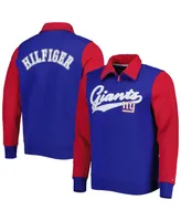 Men's Tommy Hilfiger Royal, Red New York Giants Aiden Quarter-Zip Top