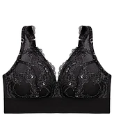 Glamorise Plus Full Figure Bramour Lexington Lace Plunge Wireless Bralette 7013
