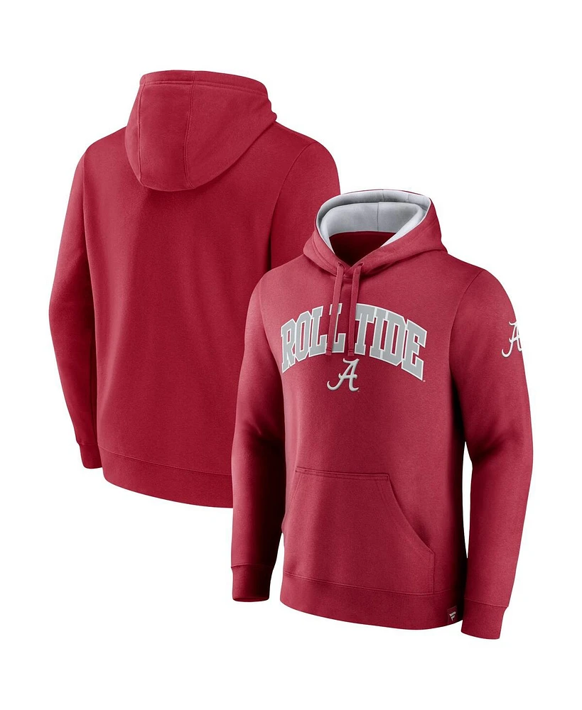 Men's Fanatics Crimson Alabama Tide Arch and Logo Tackle Twill Pullover Hoodie