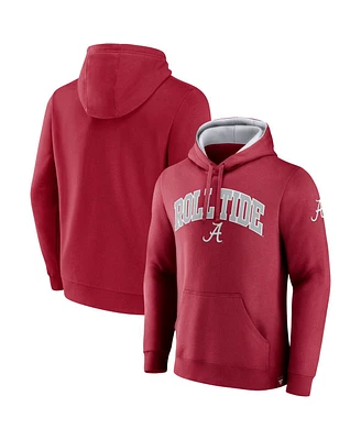 Men's Fanatics Crimson Alabama Tide Arch and Logo Tackle Twill Pullover Hoodie