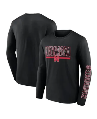 Men's Fanatics Black Nebraska Huskers Modern Two-Hit Long Sleeve T-shirt