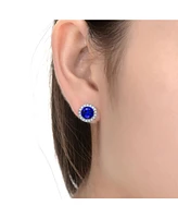 Genevive Sterling Silver with Colored Cubic Zirconia Stud Earrings