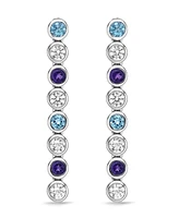 Multi-Gemstone Bezel Drop Earrings in Sterling Silver