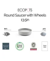 Ecopots Round Flower Planter Saucer with Wheels, 13.5in