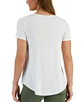 Jm Collection Women's Solid Scoop-Neck Short Sleeve Top