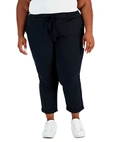 Style & Co Plus Pull-On Cuffed Twill Ankle Pants, Created for Macy's