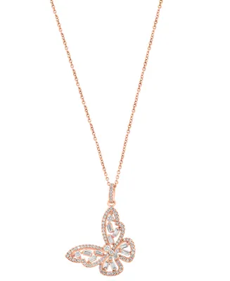 Effy Diamond Butterfly Pendant Necklace (3/4 ct. t.w.) in 14k Rose Gold, 16-3/4" + 1-1/4" extender