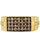 Le Vian Men's Chocolate Diamond (7/8 ct. t.w.) & Nude Diamond (3/8 ct. t.w.) Cross Cluster Ring in 14k Gold