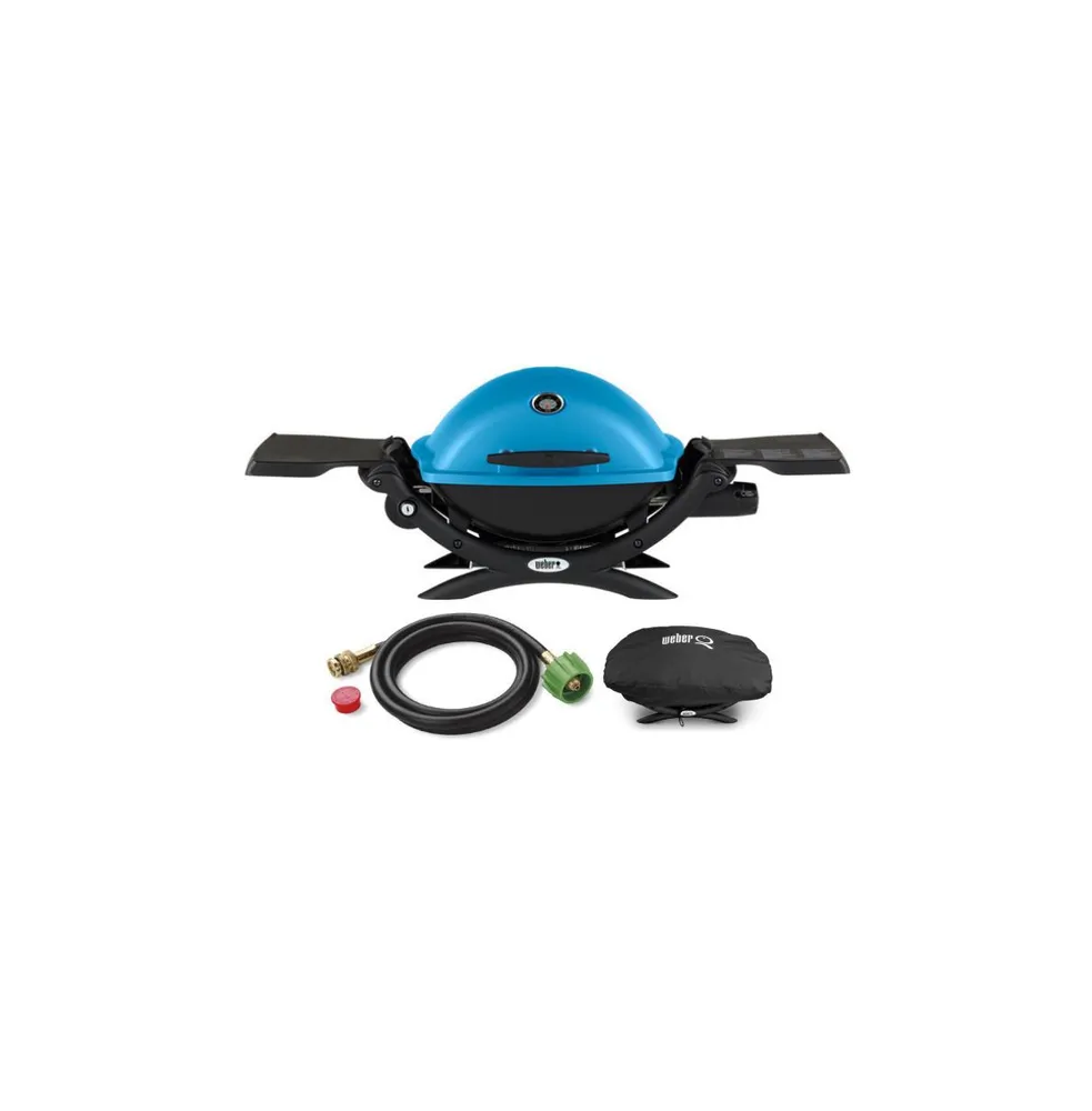 Weber Q 1200 Liquid Propane Grill With Adapter Hose And Grill Cover