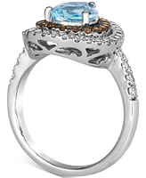 Le Vian Sea Blue Aquamarine (1 ct. t.w.) & Diamond (7/8 ct. t.w.) Teardrop Halo Ring in 14k White Gold