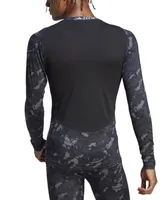 adidas Slim Fit Techfit Crewneck Long-Sleeve Camo Training T-Shirt