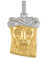 Esquire Men's Jewelry Cubic Zirconia Jesus Portrait Pendant in Sterling Silver & 14k Gold-Plate, Created for Macy's