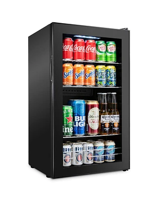 Ivation 126 Can Small Refrigerator and Mini Bar Beverage Cooler, Black