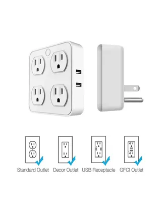 Smart WiFi Wall Tap Smart Plug (4 Outlets, 4 Usb Charging Ports)
