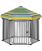 Outside Indoor Dog Playpen Locking Door & Metal Frame, 59.75" x 51.75"