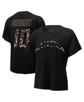Women's Majestic Threads Justin Herbert Black Los Angeles Chargers Leopard Player Name and Number Tri-Blend T-shirt