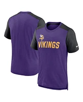 Men's Nike Heathered Purple, Black Minnesota Vikings Color Block Team Name T-shirt