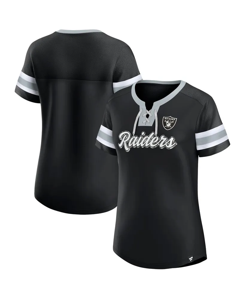 Women's Fanatics Black Las Vegas Raiders Plus Original State Lace-Up T-shirt