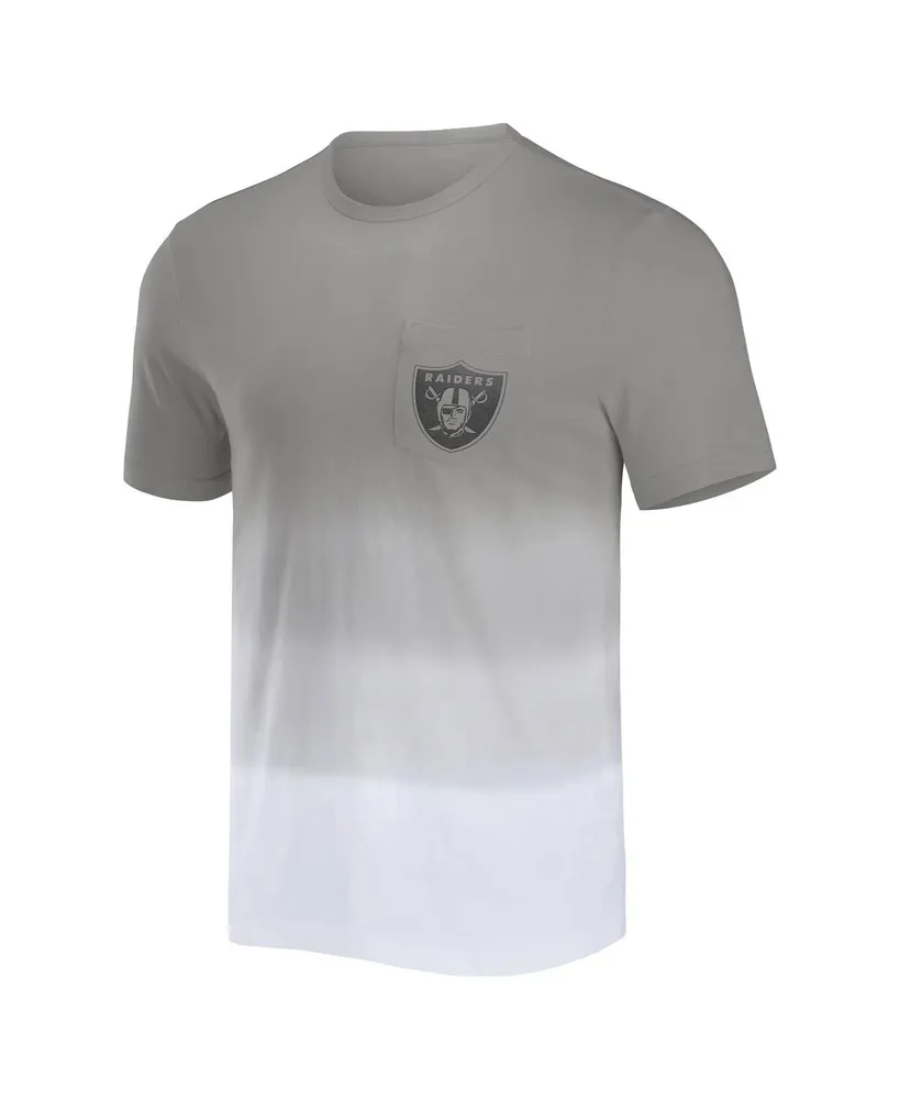Men's Nfl x Darius Rucker Collection by Fanatics Silver, White Las Vegas Raiders Dip Dye Pocket T-shirt