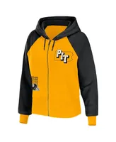 Women's Wear by Erin Andrews Gold Pittsburgh Steelers Colorblock Full-Zip Hoodie