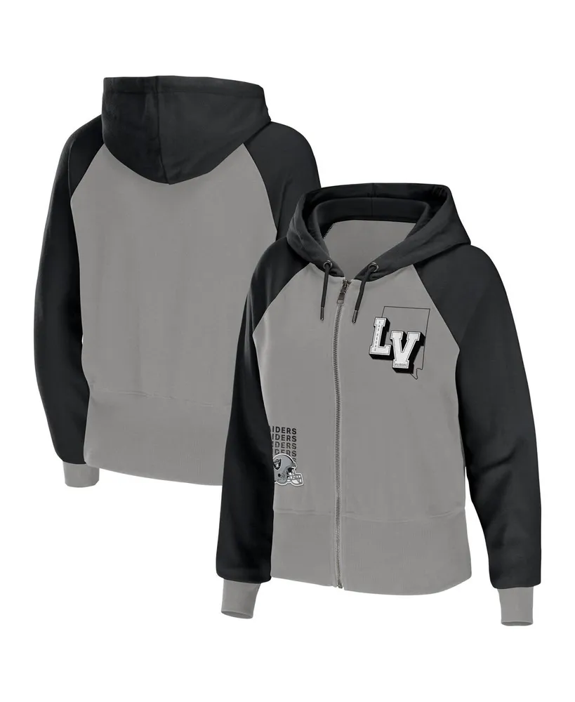 Women's Wear by Erin Andrews Gray Las Vegas Raiders Colorblock Full-Zip Hoodie