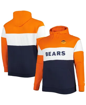 Men's New Era Navy Chicago Bears Big and Tall Throwback Colorblock Fleece Raglan Pullover Hoodie