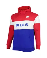 Men's New Era Royal Buffalo Bills Big and Tall Throwback Colorblock Fleece Raglan Pullover Hoodie