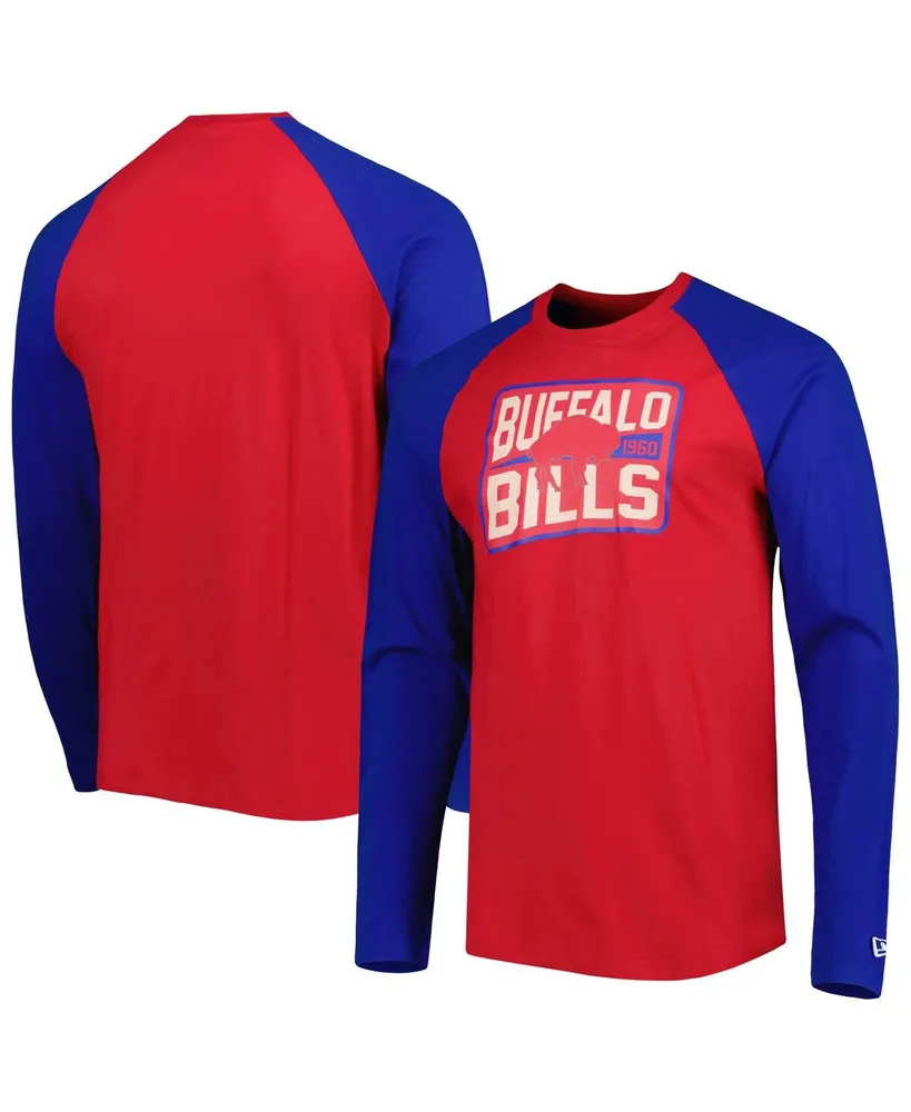 New Era Men's New Era Red Buffalo Bills Throwback Raglan Long Sleeve T-shirt