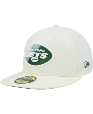 Men's New Era Cream York Jets Chrome Dim 59FIFTY Fitted Hat