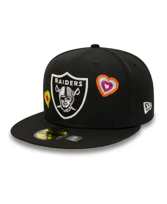 Men's New Era Black Las Vegas Raiders Chain Stitch Heart 59FIFTY Fitted Hat