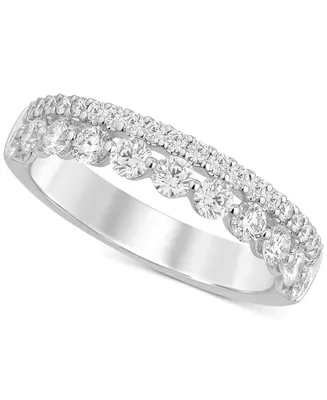 Diamond Double Row Band (1 ct. t.w.) in 14k White Gold