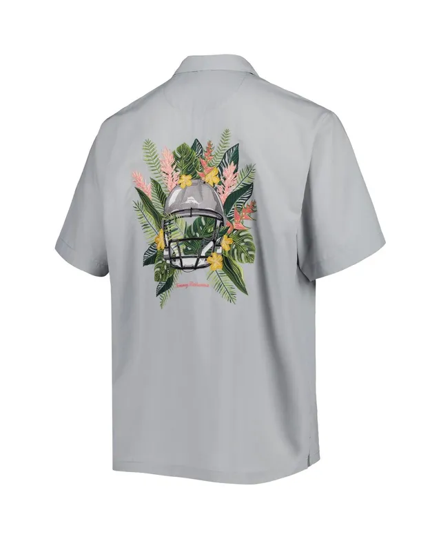 Men's Tommy Bahama Gray Kansas City Chiefs Coconut Point Frondly Fan Camp  IslandZone Button-Up Shirt