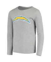 Big Boys Gray Los Angeles Chargers Long Sleeve T-shirt and Pants Sleep Set