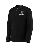 Men's Dunbrooke Black Las Vegas Raiders Logo Maverick Thermal Henley Long Sleeve T-shirt