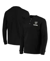 Men's Dunbrooke Black Las Vegas Raiders Logo Maverick Thermal Henley Long Sleeve T-shirt