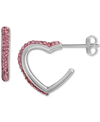 Giani Bernini Crystal Pave Heart Hoop Earrings, Created for Macy's