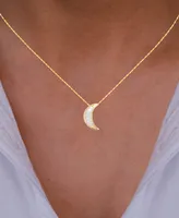 2-Pc. Set Cubic Zirconia Baguette Crescent Moon Pendant Necklace & Matching Stud Earrings in 14k Gold-Plated Sterling Silver