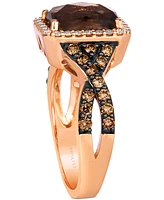 Le Vian Chocolate Quartz (2 ct. t.w.) & Diamond (5/8 ct. t.w.) Halo Twist Ring in 14k Rose Gold