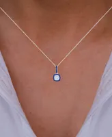 2-Pc. Set Cubic Zirconia & Lab-Grown Blue Spinel (5/8 ct. t.w.) Halo Pendant Necklace & Matching Stud Earrings