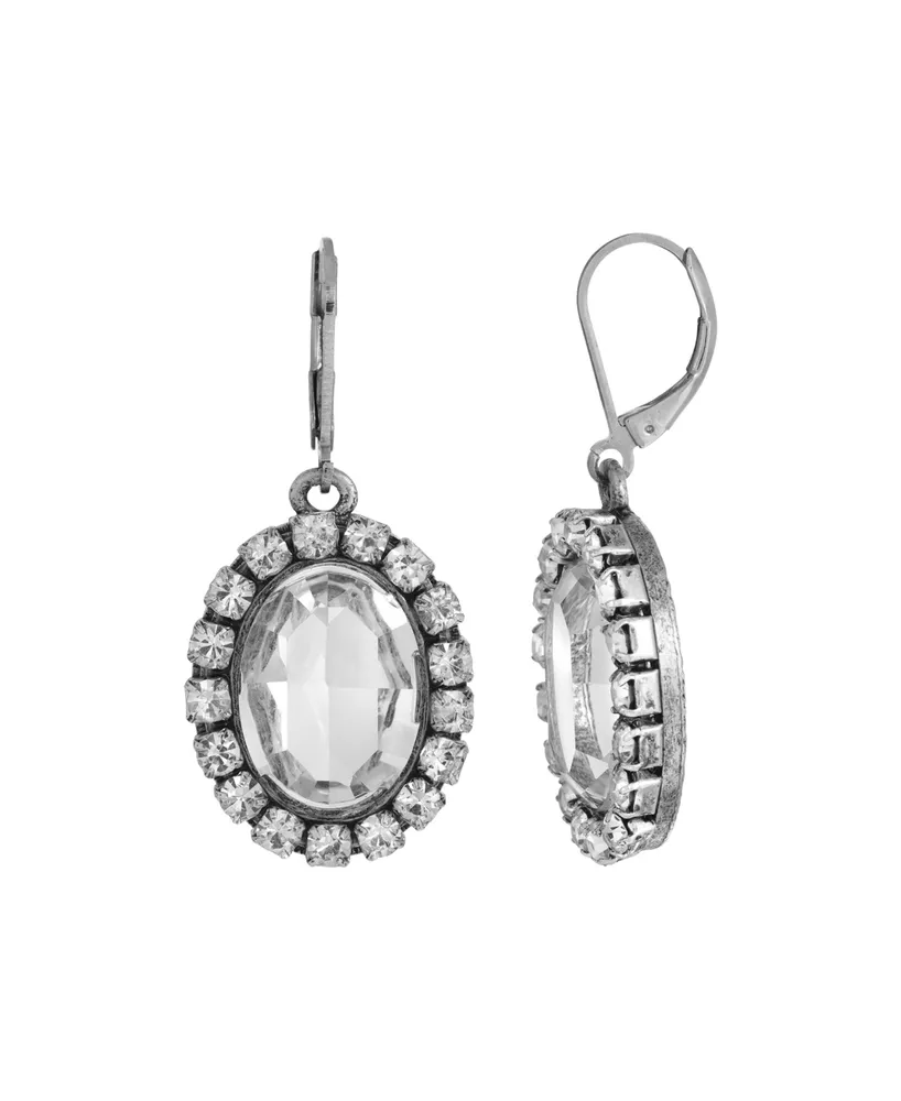 2028 Silver Tone Crystal Rimmed Earrings