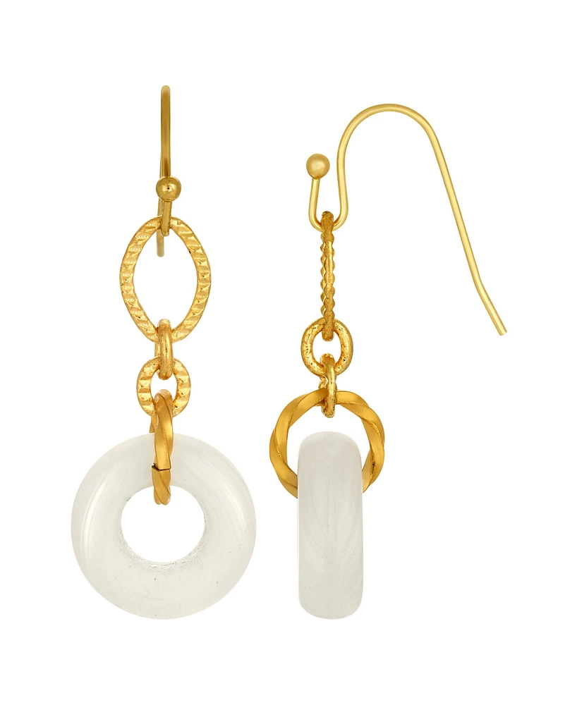 2028 Gold Tone White Link Drop Earring