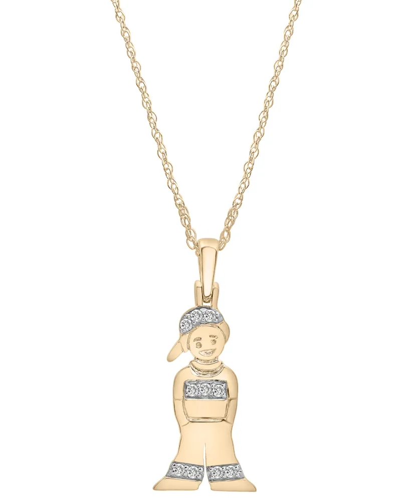 Wrapped Diamond Boy Pendant Necklace (1/20 ct. tw) in 10k Gold, 18" + 2" extender, Created for Macy's