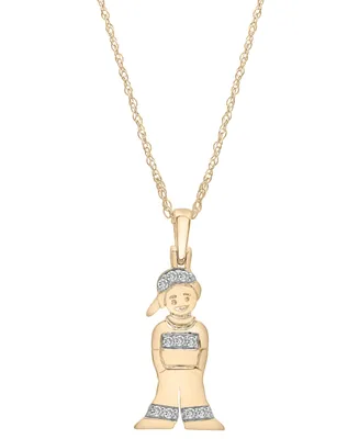 Wrapped Diamond Boy Pendant Necklace (1/20 ct. tw) in 10k Gold, 18" + 2" extender, Created for Macy's