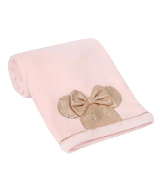 Lambs & Ivy Disney Baby Pink/Rose Gold Minnie Mouse Appliqued Baby Blanket