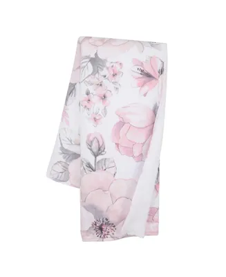 Lambs & Ivy Botanical Baby Watercolor Floral Pink Fleece Baby Blanket