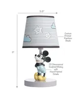 Lambs & Ivy Disney Baby Moonlight Mickey Mouse Lamp with Shade & Bulb - Gray