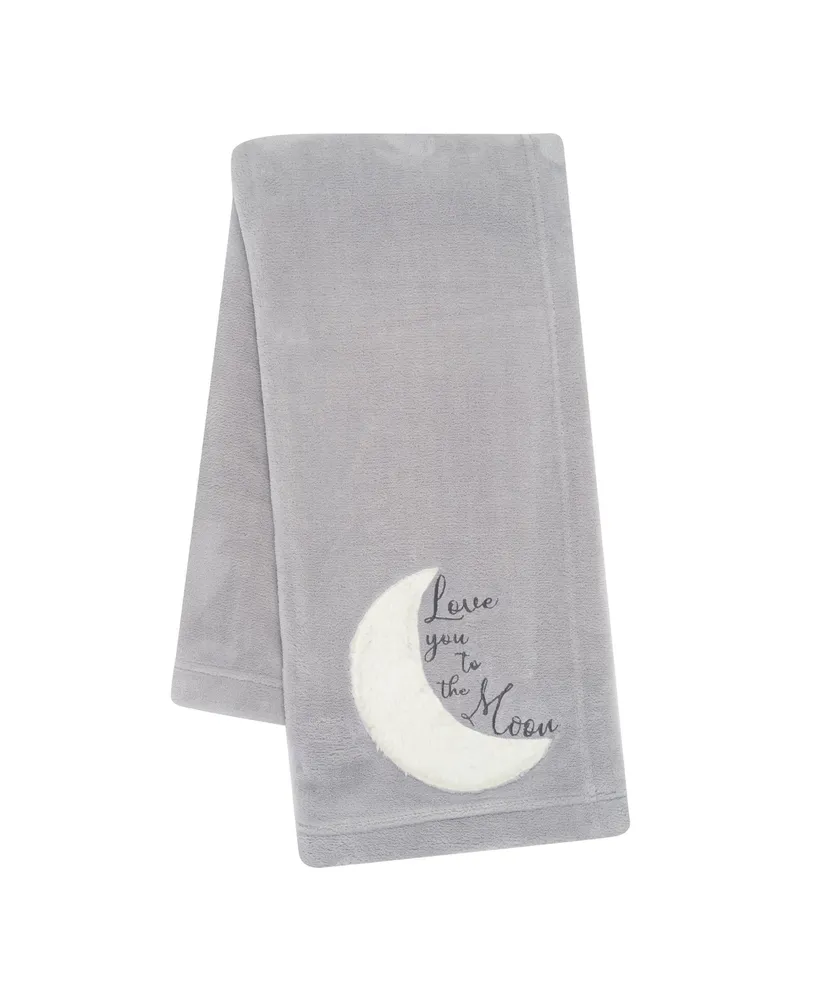 Lambs & Ivy Goodnight Moon Gray Appliqued and Embroidered Fleece Baby Blanket