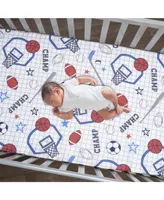 Lambs & Ivy Baby Sports 100% Cotton Fitted Crib Sheet - Football/Basketball